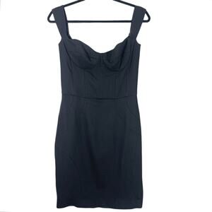 Monique Lhuillier Corset Black Mini Cocktail Dress Sleeveless Sz 8